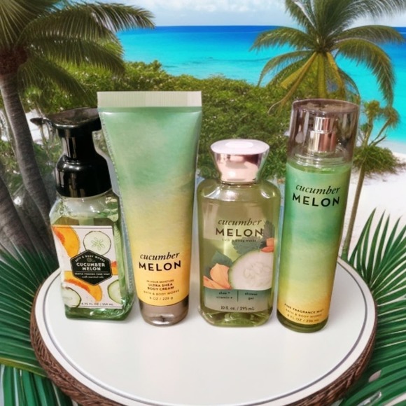 💚 CUCUMBER MELON BODY WASH, BODY CREAM, HAND SOAP, & FRAGRANCE BATH & BODY SET
